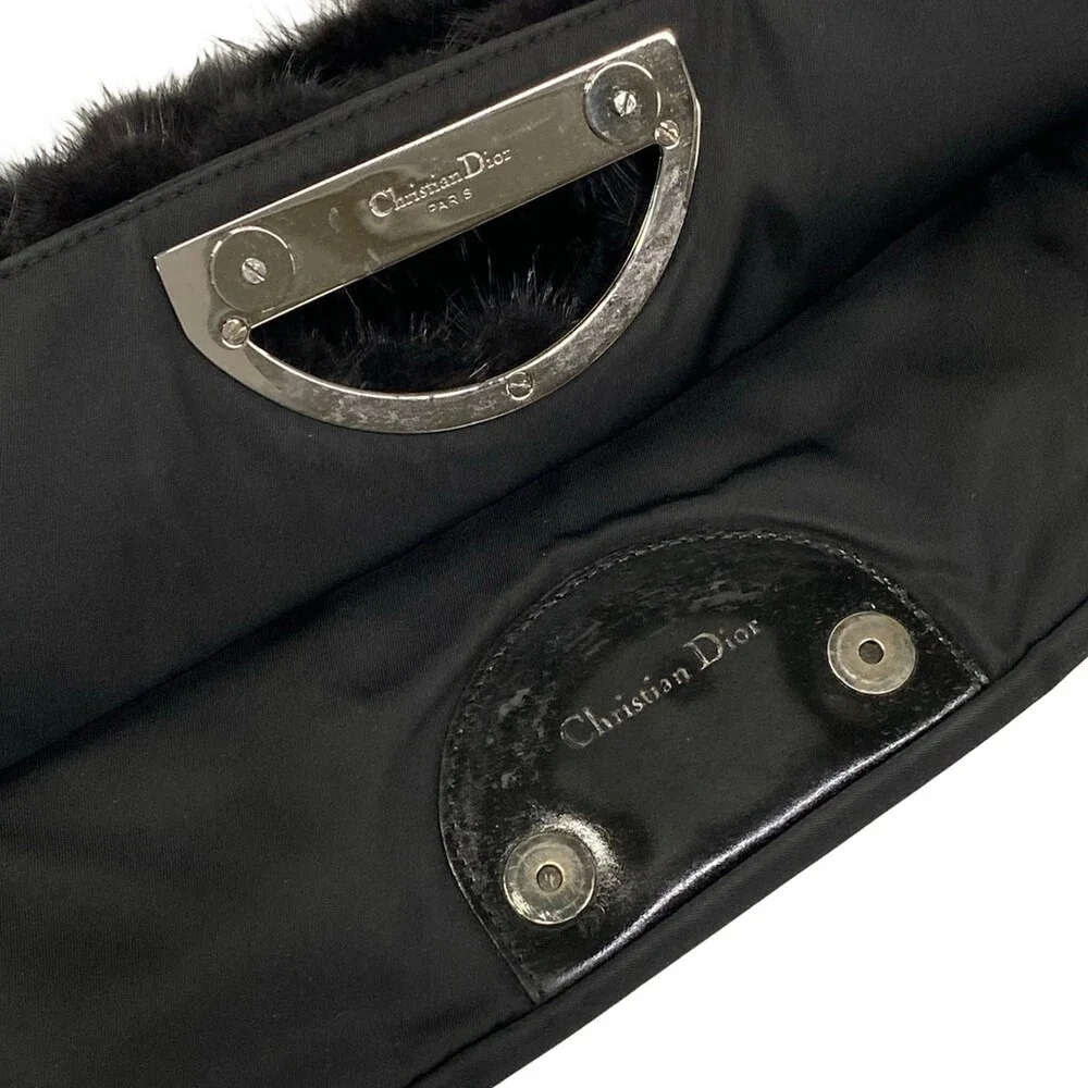 Christian Dior Maris Pearl Shoulder Bag Fur Nylon Leather